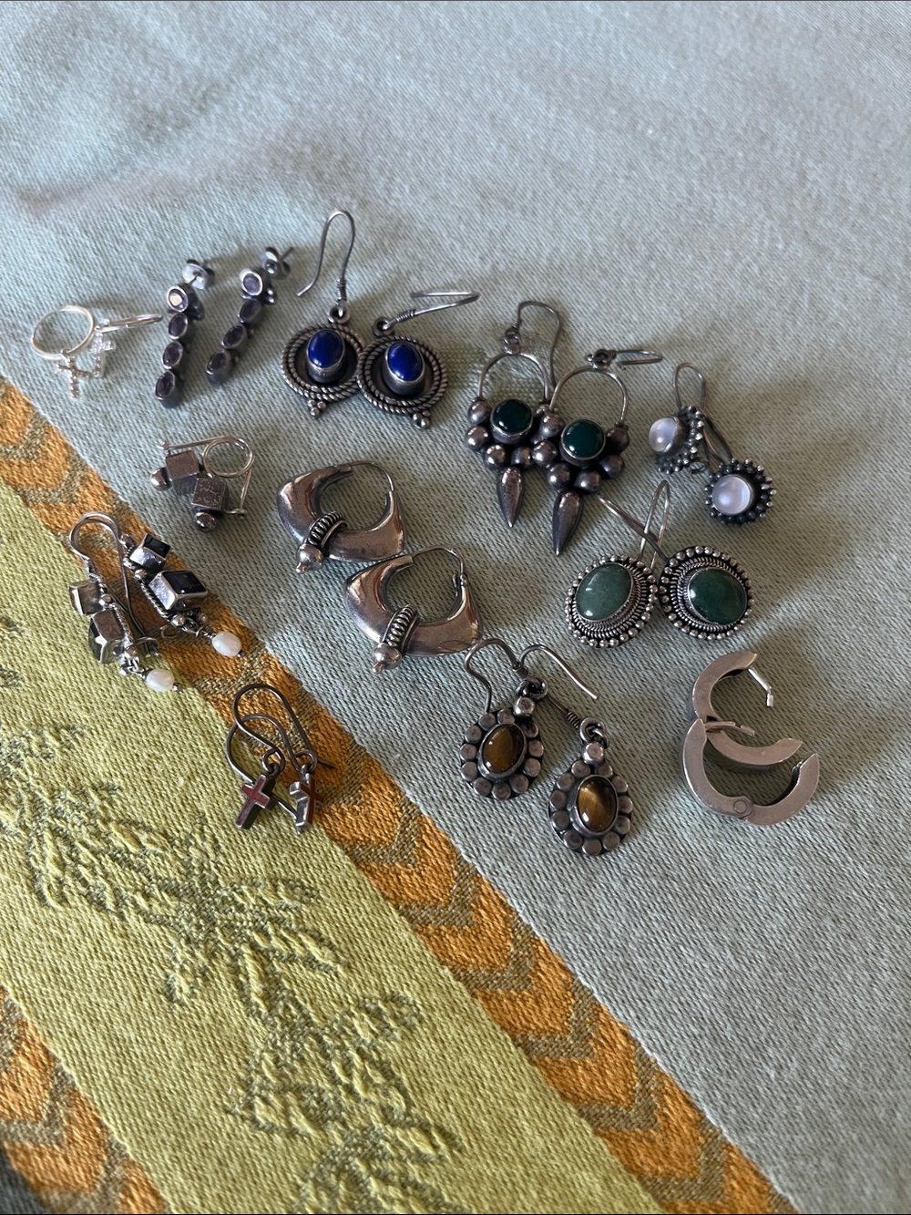 925 sterling silver earrings, lot of twelve